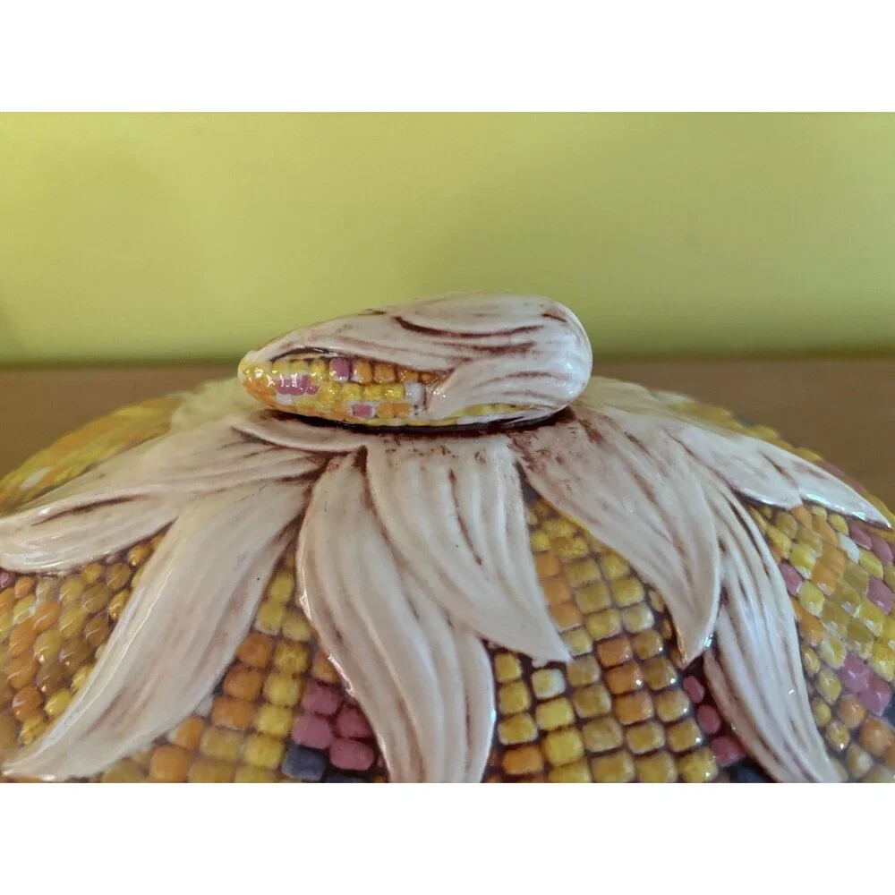 Vintage Ceramic Corn Shaped Covered Casserole Dish Tureen  Mid Century